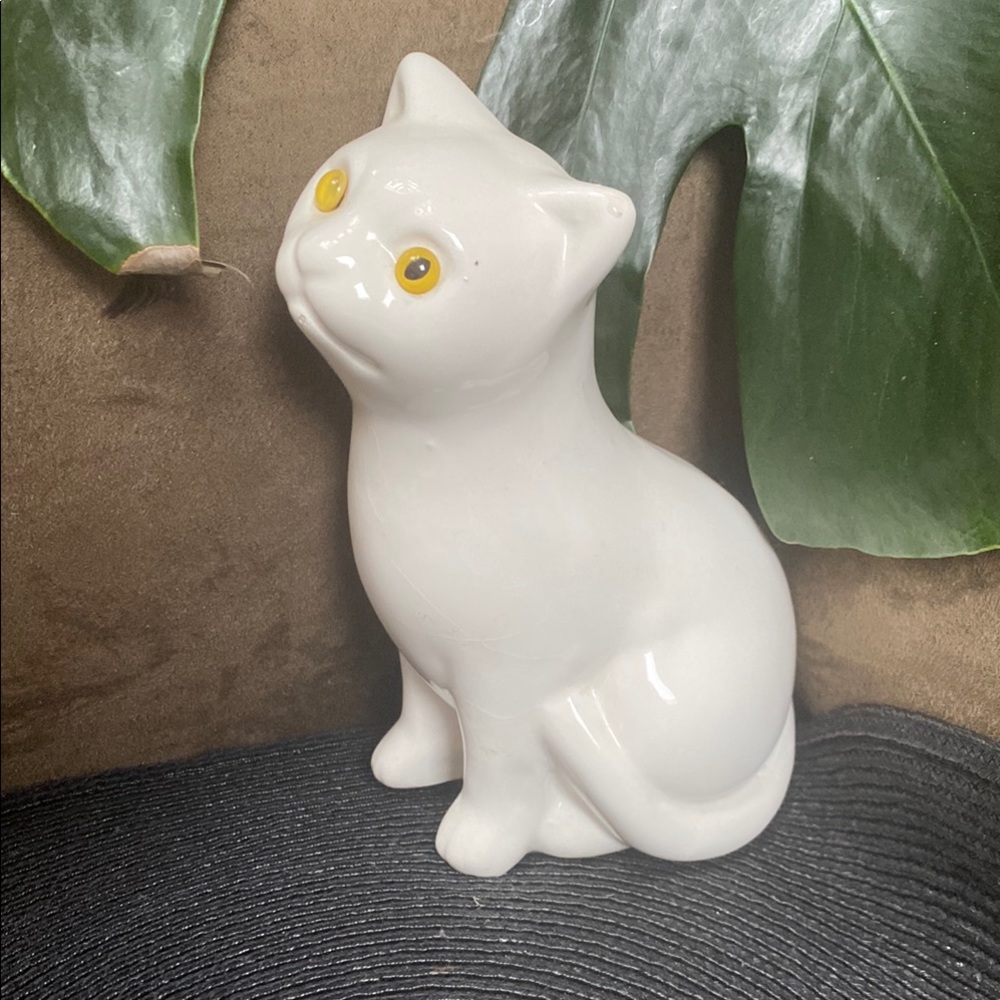 White Ceramic Cat Figurine